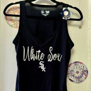 Chicago White Sox Soft as a Grape Black Slouchy Tank Top (M)